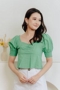 Camila Sweetheart Crop Top in Kelly Green
