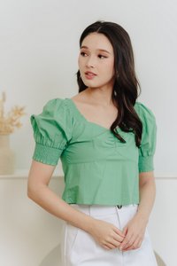 Camila Sweetheart Crop Top in Kelly Green