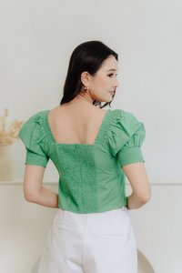 Camila Sweetheart Crop Top in Kelly Green