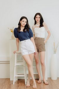 Serenity Mesh Polka Dots Top in White 