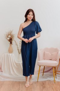 Kirby Smocked Toga Jumpsuit in Navy