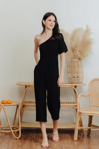 Kirby Smocked Toga Jumpsuit in Black