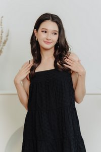 Faith Eyelet Camisole Dress in Black (XS)