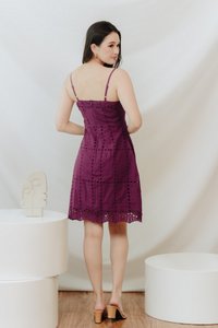 Sadie Eyelet Camisole Dress in Deep Purple (XS)