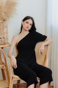 Kirby Smocked Toga Jumpsuit in Black