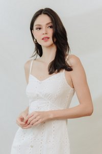Sadie Eyelet Camisole Dress in White (XS)