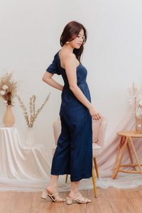 Kirby Smocked Toga Jumpsuit in Navy