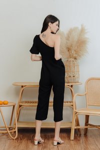 Kirby Smocked Toga Jumpsuit in Black