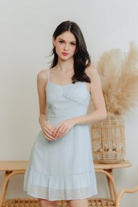 Symons Swiss Dots Camisole Dress in Powder Blue