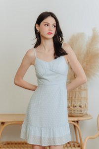 Symons Swiss Dots Camisole Dress in Powder Blue