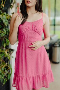 Symons Swiss Dots Camisole Dress in Hot Pink
