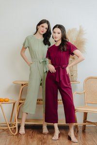 Eugenia Crochet Trimming Jumpsuit in Sage Green