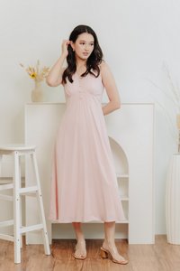 Christelle Buttons Maxi Dress in Pink (XL)