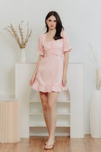 Imogen Pleated Waist Dress in Light Pink (XS)