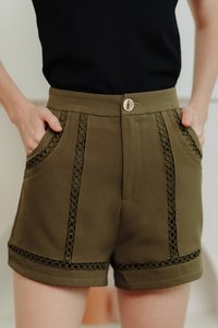 Poppy Eyelet High Waisted Short in Olive