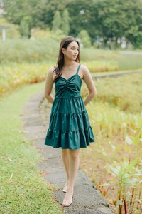 Adele Sweetheart Tiered Dress in Forest