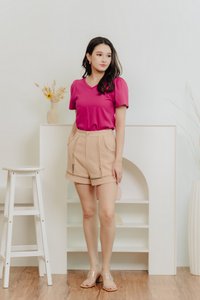 Poppy Eyelet High Waisted Short in Nude