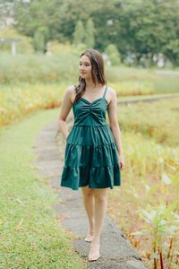 Adele Sweetheart Tiered Dress in Forest