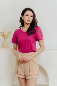 Poppy Eyelet High Waisted Short in Nude