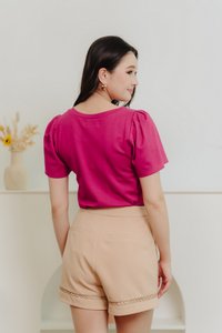 Poppy Eyelet High Waisted Short in Nude