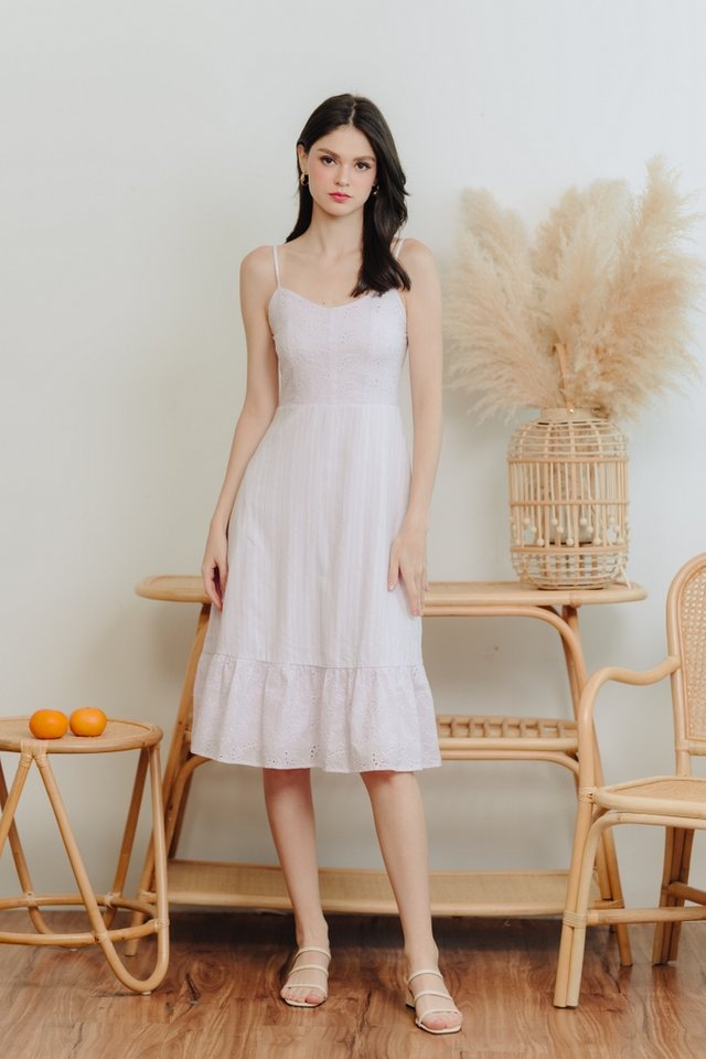 Bessy Eyelet Camisole Midi Dress in Lilac