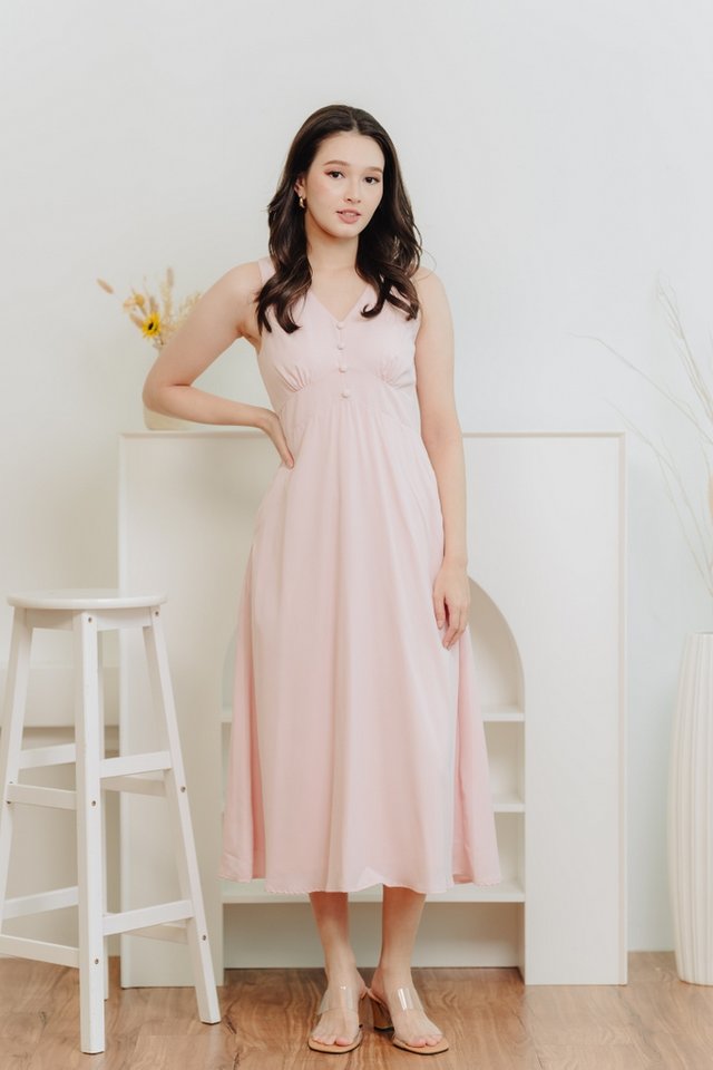 Christelle Buttons Maxi Dress in Pink