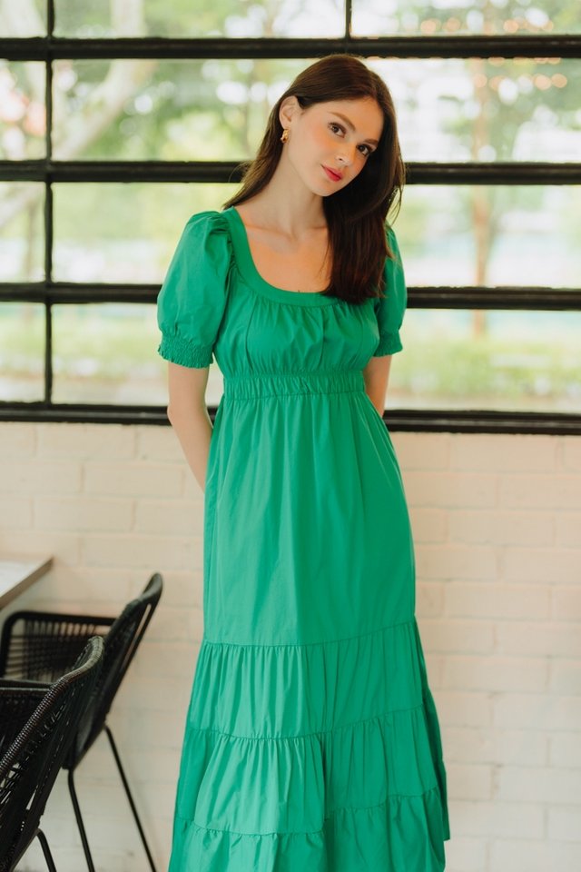Harlee Tiered Maxi Dress in Kelly Green (XXL)