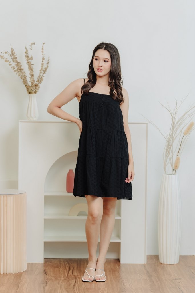Faith Eyelet Camisole Dress in Black (XS)