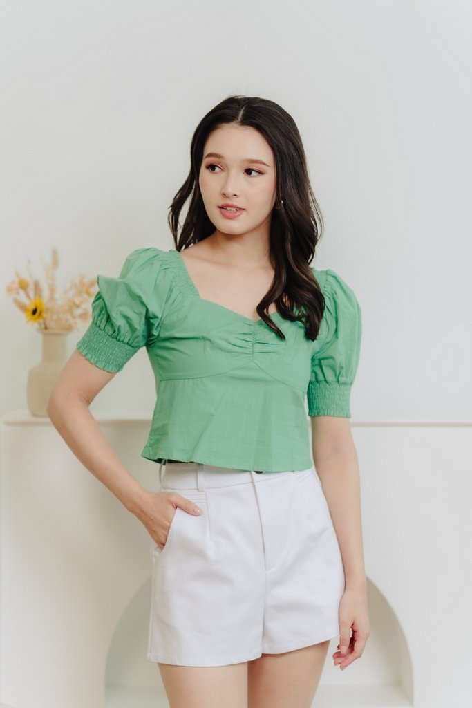 Camila Sweetheart Crop Top in Kelly Green