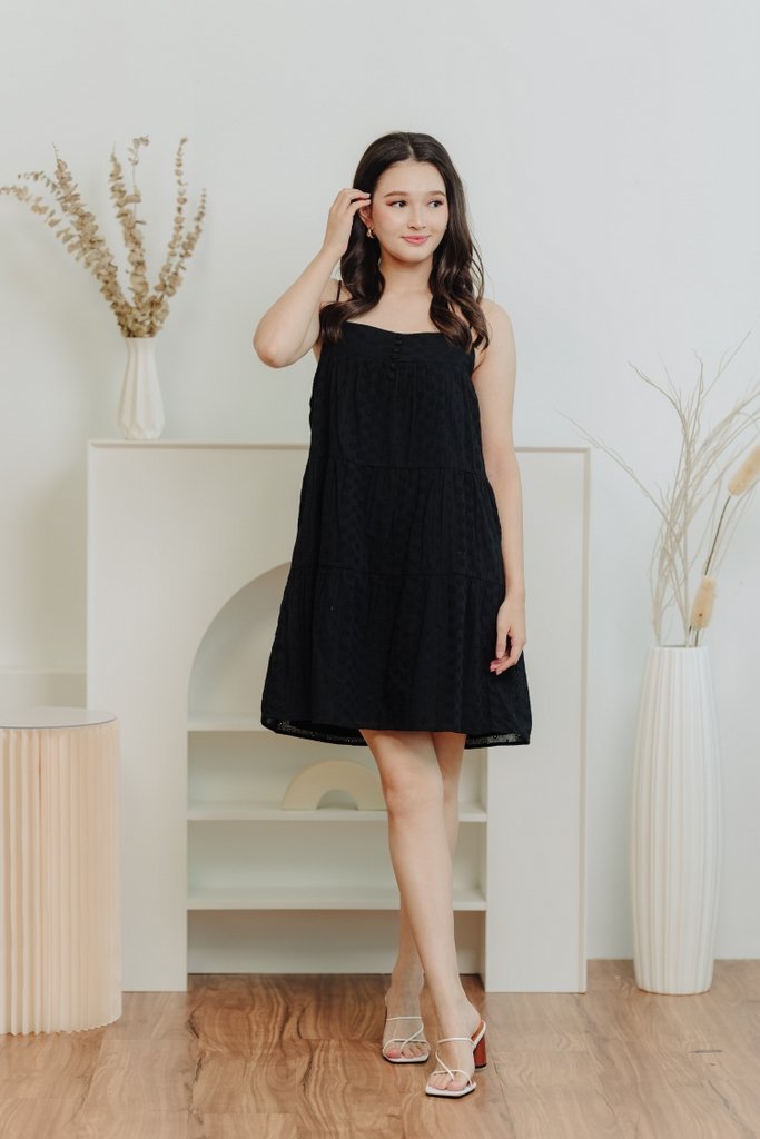 Faith Eyelet Camisole Dress in Black (XS)