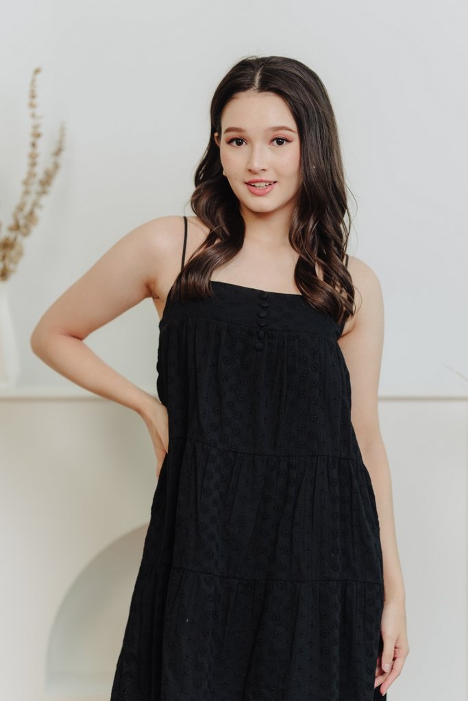 Faith Eyelet Camisole Dress in Black (XS)