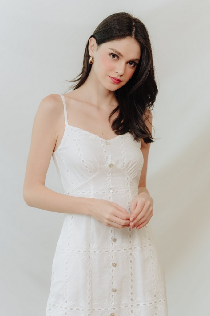 Sadie Eyelet Camisole Dress in White (XS)