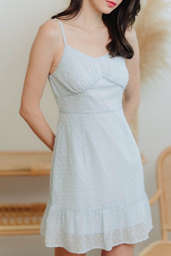 Symons Swiss Dots Camisole Dress in Powder Blue