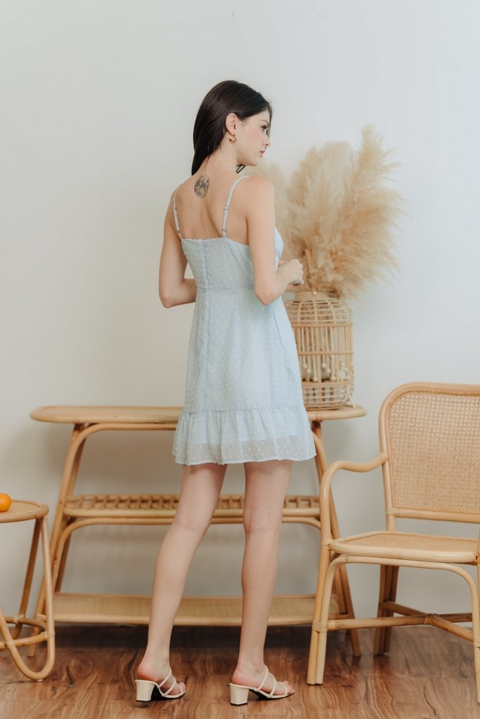 Symons Swiss Dots Camisole Dress in Powder Blue