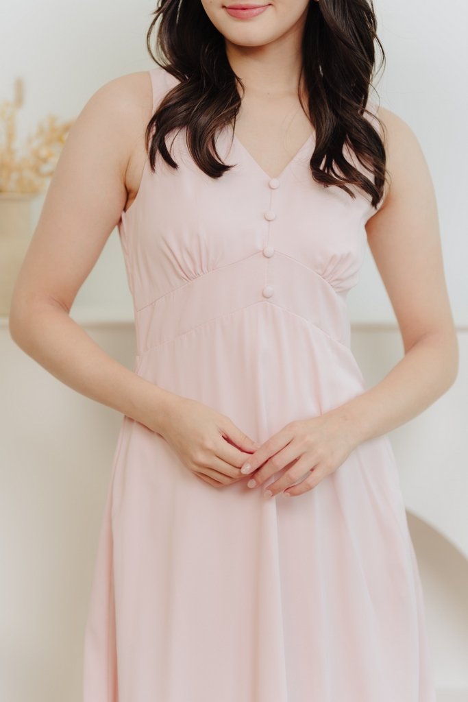 Christelle Buttons Maxi Dress in Pink (XL)