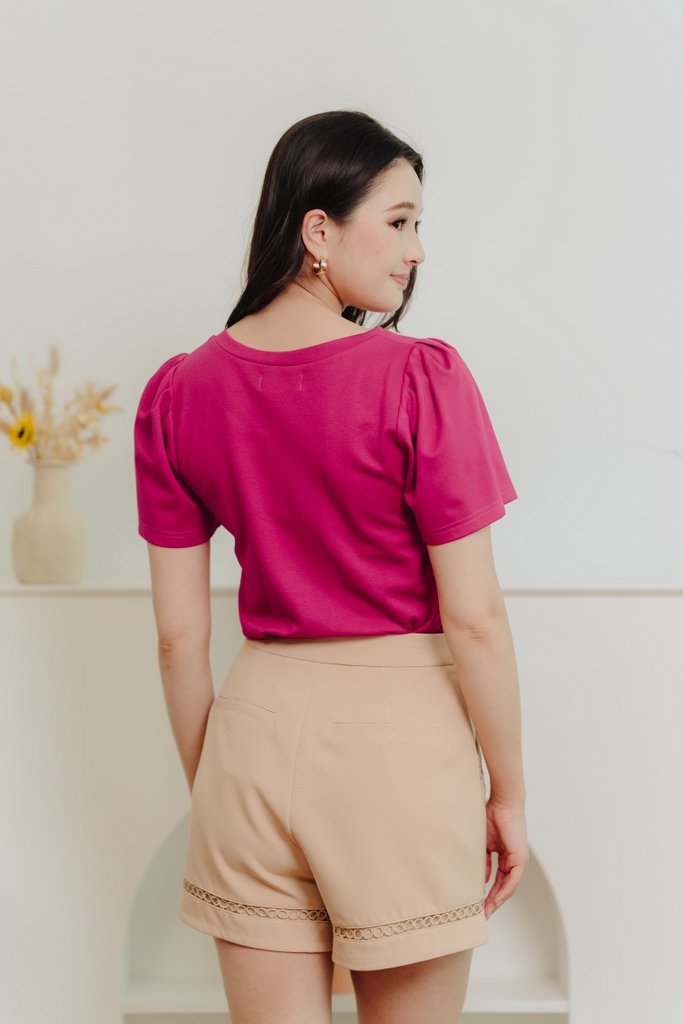 Poppy Eyelet High Waisted Short in Nude