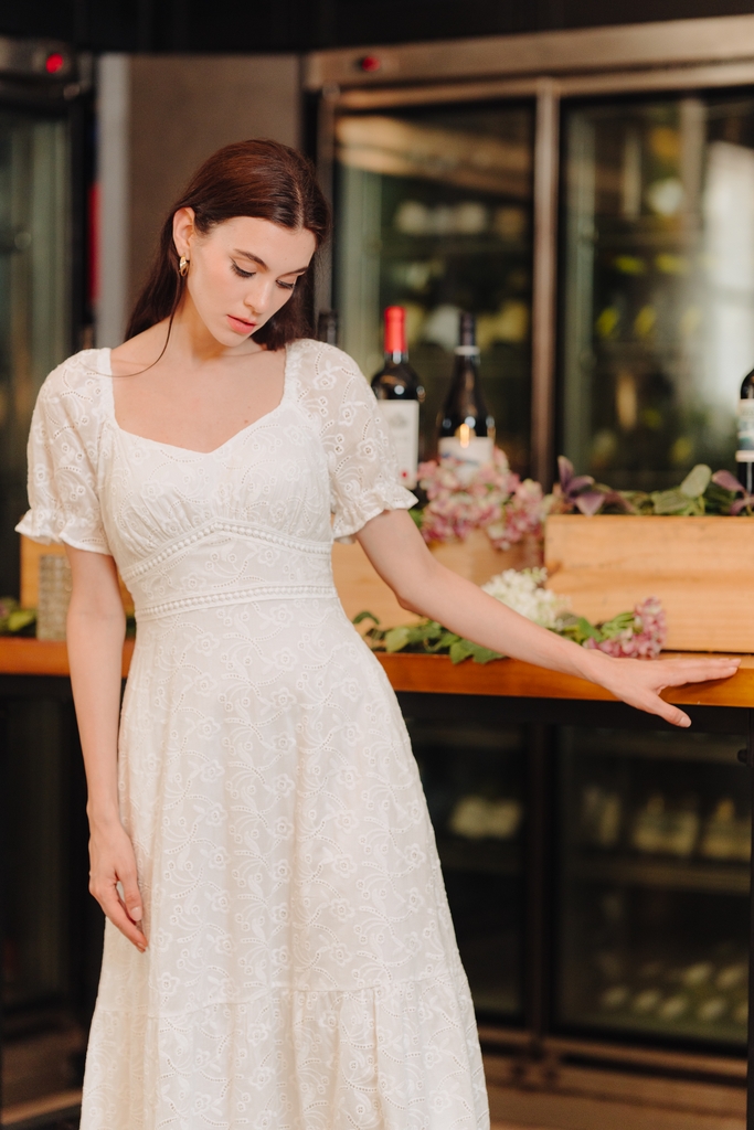 White short sleeve maxi dress online