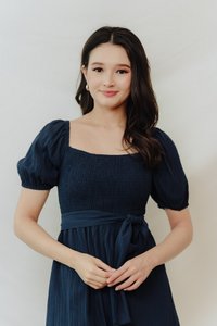 Cordelia Textured Sleeve Romper in Navy (XS)