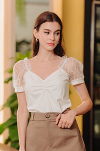 Lila Sweetheart Cotton Top in White