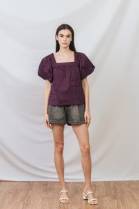 Arabella Relaxed Boxy Top in Deep Plum (XS)