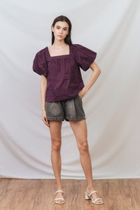 Arabella Relaxed Boxy Top in Deep Plum (XS)
