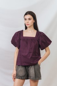 Arabella Relaxed Boxy Top in Deep Plum (XS)