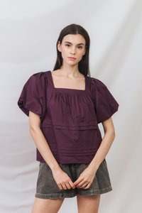 Arabella Relaxed Boxy Top in Deep Plum (XS)
