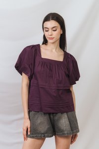 Arabella Relaxed Boxy Top in Deep Plum (XS)