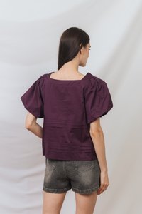 Arabella Relaxed Boxy Top in Deep Plum (XS)