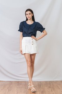 Amabel Peterpan Collar Top in Navy Blue (XS)