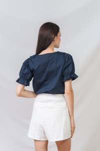 Amabel Peterpan Collar Top in Navy Blue (XS)