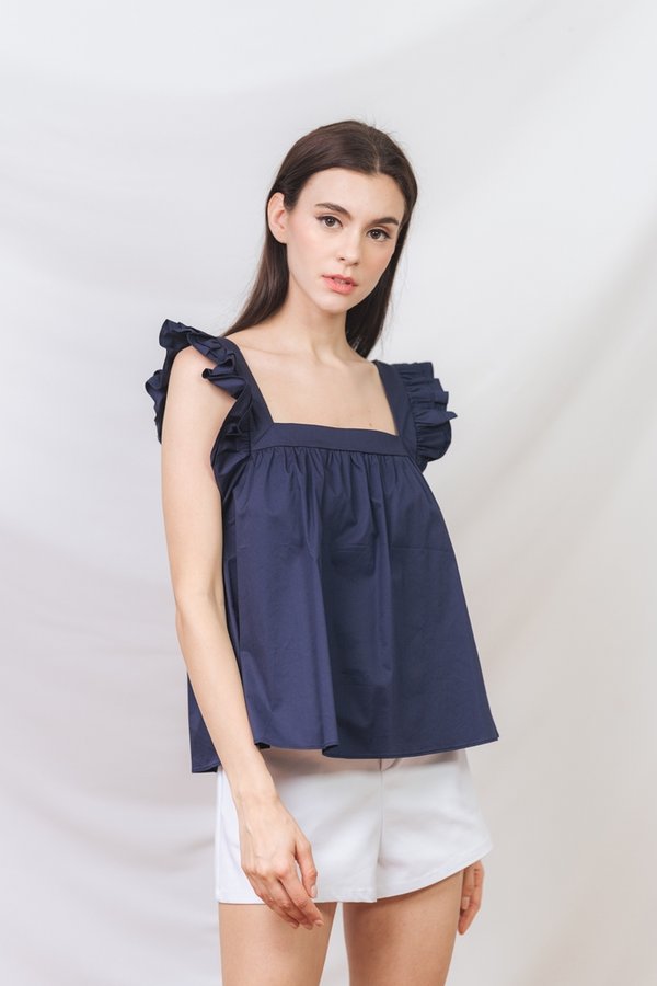 Saoirse Ruffles Top in Navy (XXL)