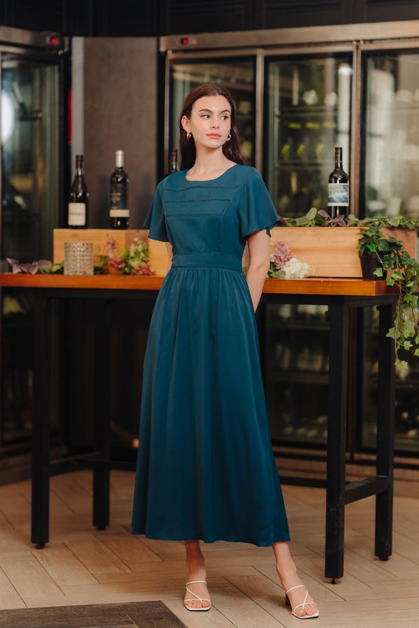 Kearney Maxi Sleeve Dress in Emerald Green (XS)