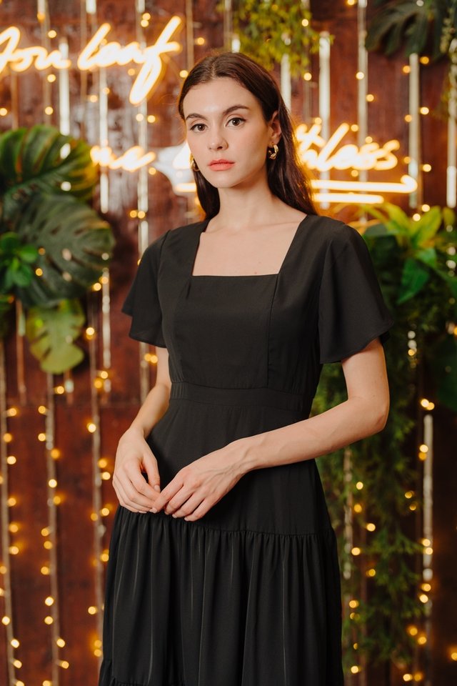 Kielie Tiered Maxi Dress in Black